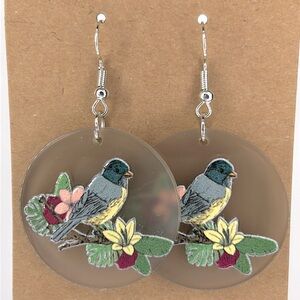 Acrylic Bird Circle Dangle Earrings